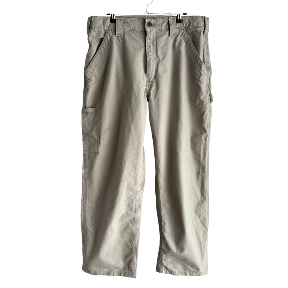 Carhartt Dungaree Fit Work Pants Mens 34/30 Light Beige Cream Lightweight Cotton